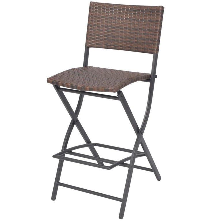 3-delige Bistroset inklapbaar staal poly rattan bruin MeubelReus