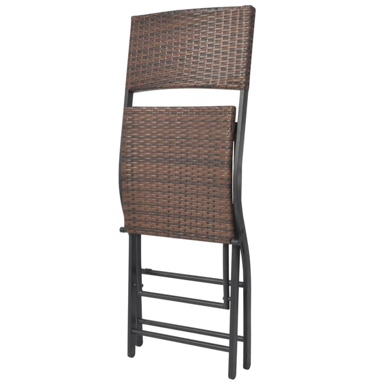 3-delige Bistroset inklapbaar staal poly rattan bruin MeubelReus