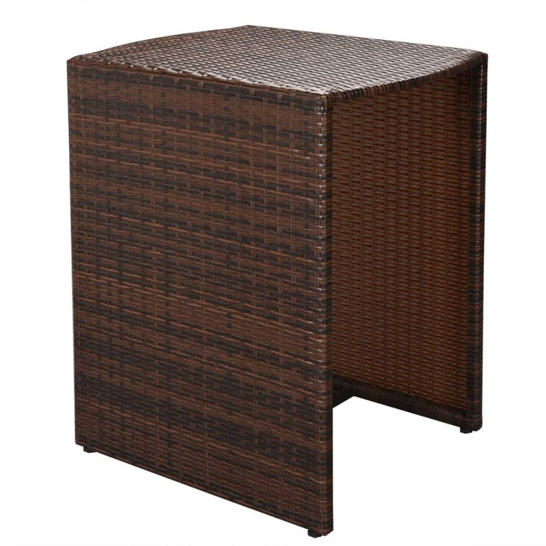 3-delige Bistroset met kussens poly rattan bruin MeubelReus