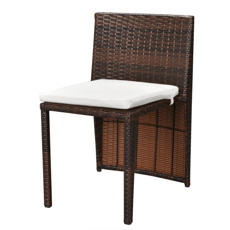 3-delige Bistroset met kussens poly rattan bruin MeubelReus