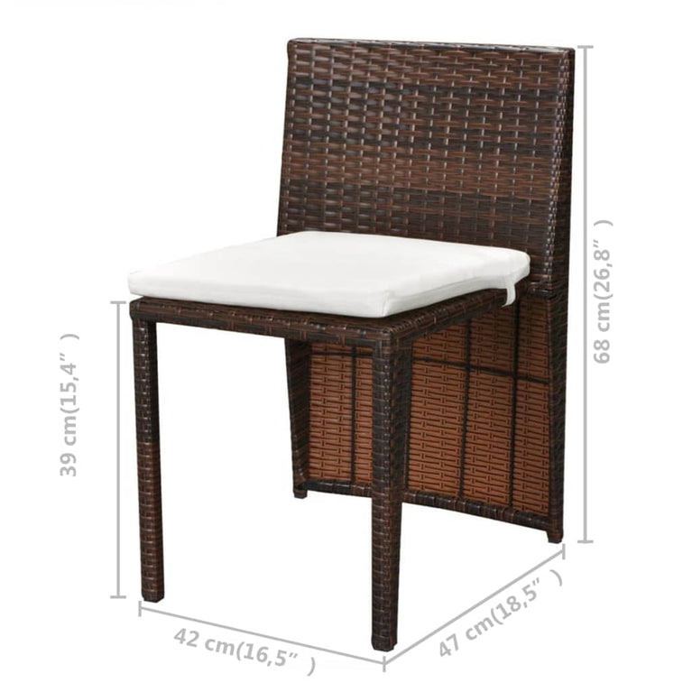 3-delige Bistroset met kussens poly rattan bruin MeubelReus
