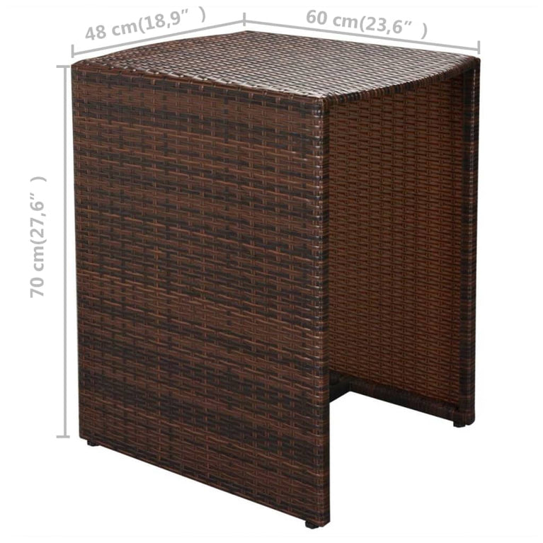 3-delige Bistroset met kussens poly rattan bruin MeubelReus