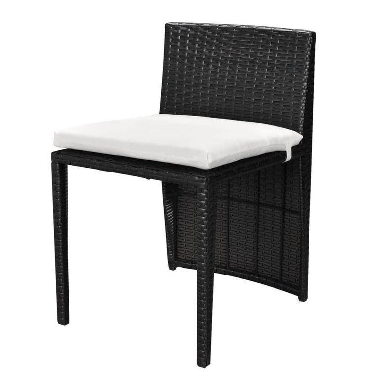 3-delige Bistroset met kussens poly rattan zwart MeubelReus