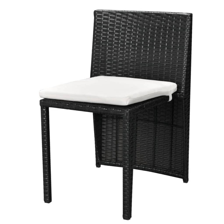 3-delige Bistroset met kussens poly rattan zwart MeubelReus