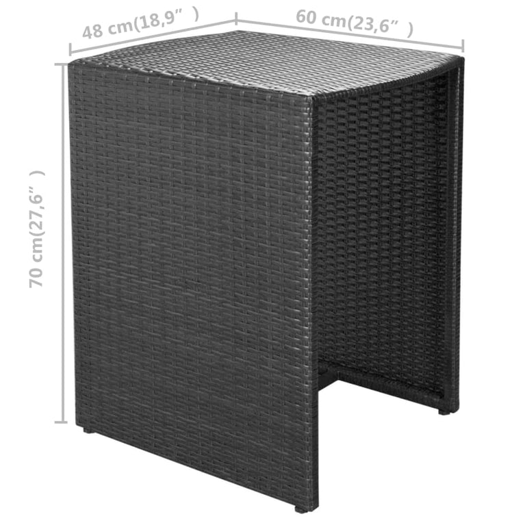 3-delige Bistroset met kussens poly rattan zwart MeubelReus
