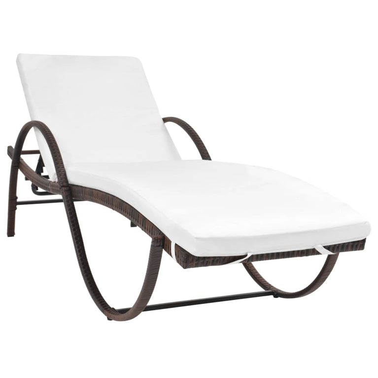 Ligbed met kussen poly rattan bruin MeubelReus