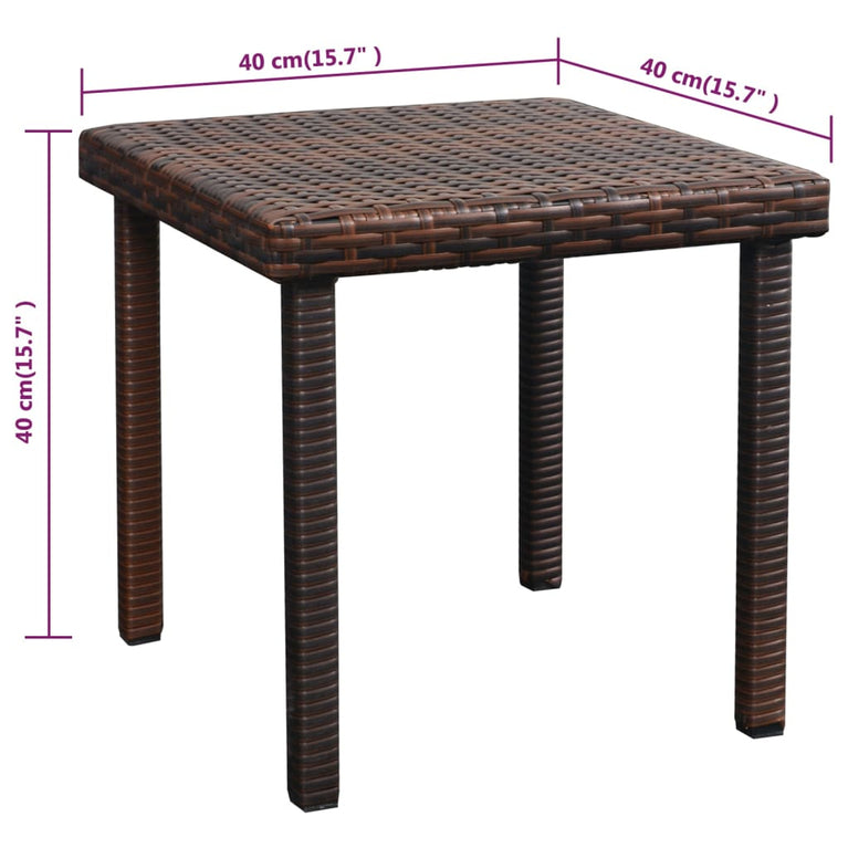 Ligbed met kussen en tafel poly rattan bruin MeubelReus