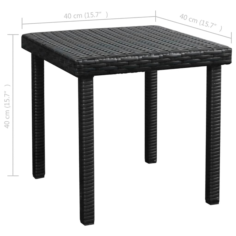 Ligbed met kussen en tafel poly rattan zwart MeubelReus