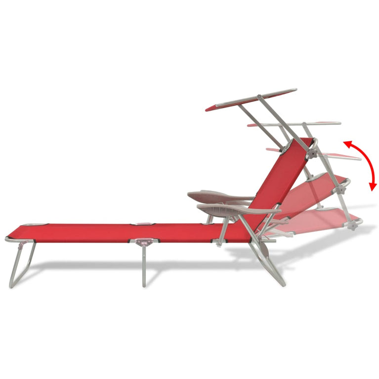 Ligbed met luifel staal rood MeubelReus