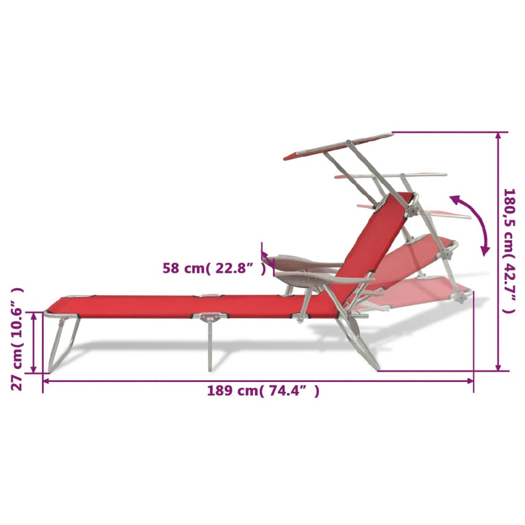 Ligbed met luifel staal rood MeubelReus