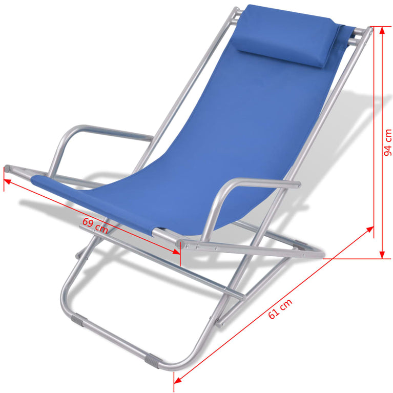 Terrasstoelen verstelbaar 2 st staal blauw MeubelReus