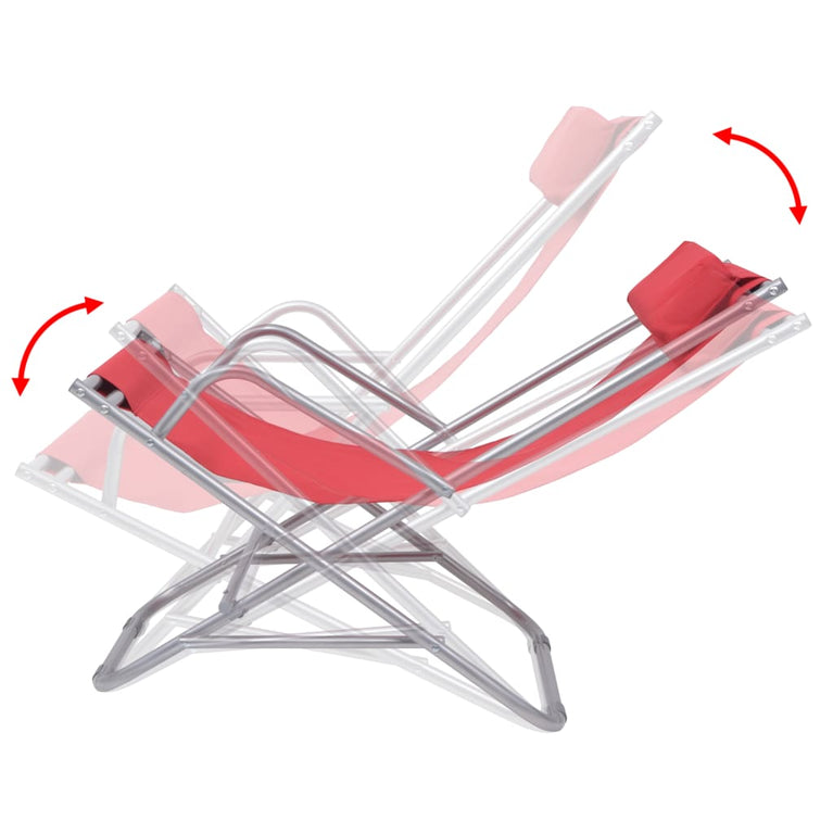 Terrasstoelen verstelbaar 2 st staal rood MeubelReus