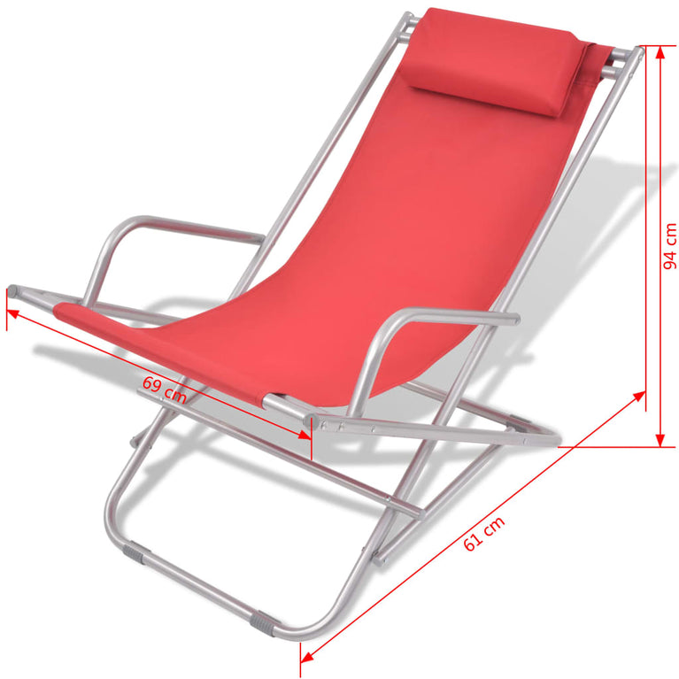 Terrasstoelen verstelbaar 2 st staal rood MeubelReus