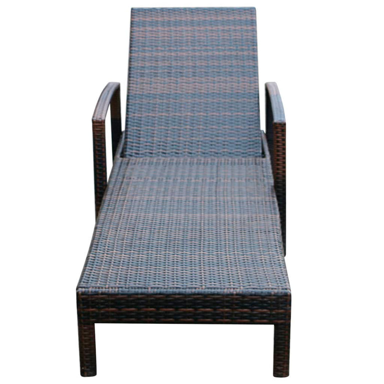 Ligbed met kussen poly rattan bruin MeubelReus
