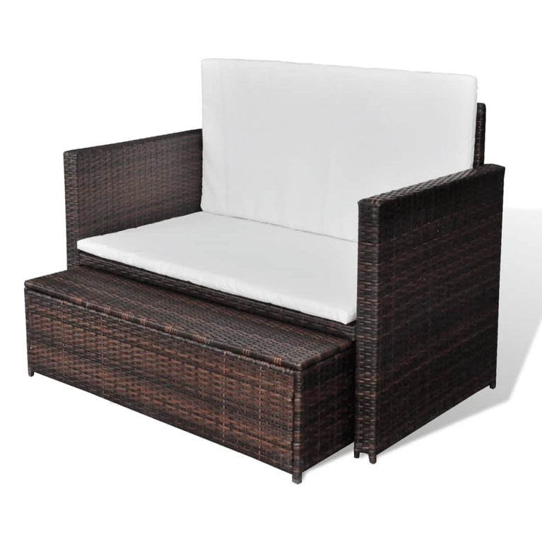 Tuinbank poly rattan bruin MeubelReus