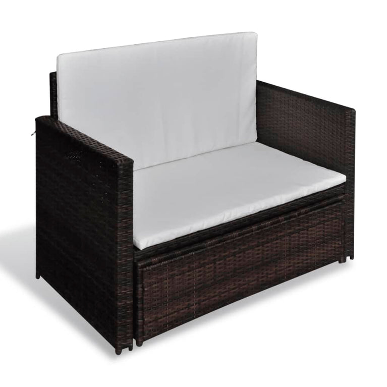 Tuinbank poly rattan bruin MeubelReus
