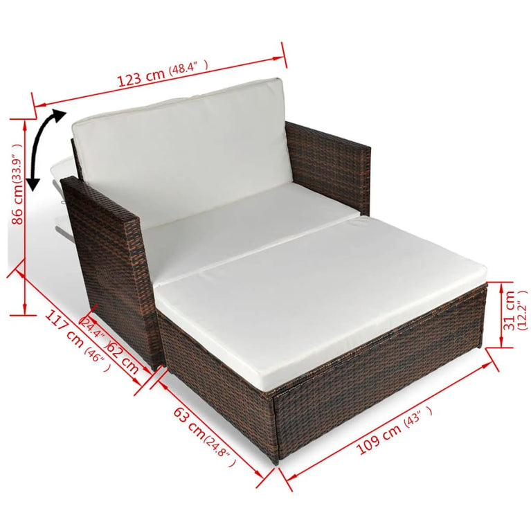 Tuinbank poly rattan bruin MeubelReus