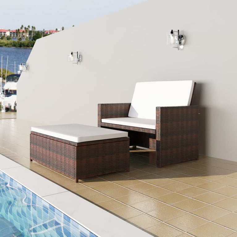 Tuinbank poly rattan bruin MeubelReus