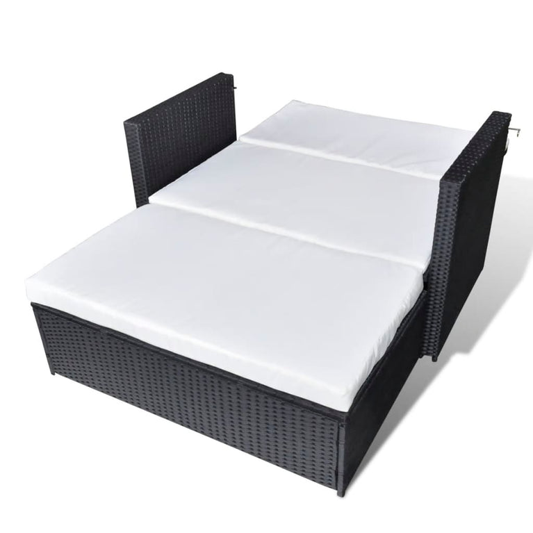 2-delige Loungeset met kussens poly rattan zwart MeubelReus