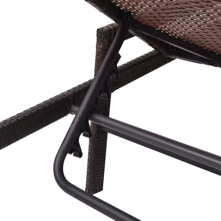 Ligbed met kussen poly rattan bruin MeubelReus