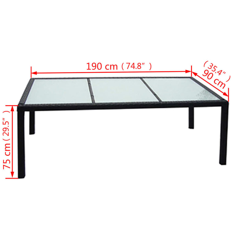 9-delige Tuinset met kussens poly rattan zwart MeubelReus