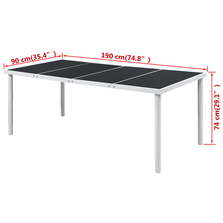 Tuintafel 190x90x74 cm staal zwart MeubelReus