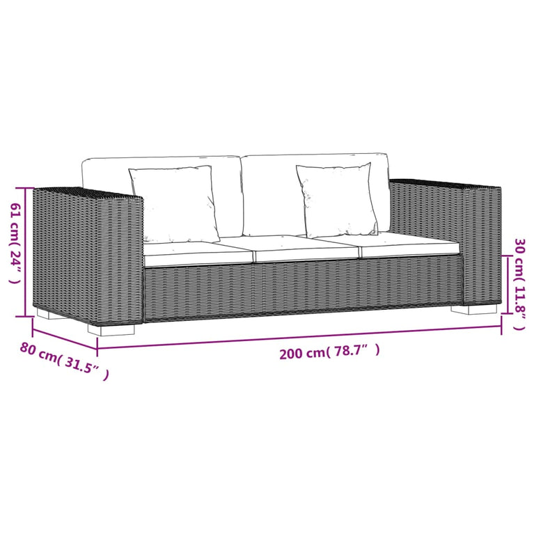 3-zits bankstel set rattan 8-delig MeubelReus