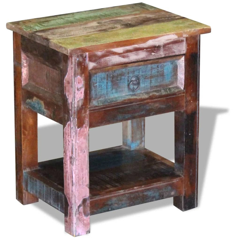 Bijzettafel met lade 43x33x51 cm massief gerecycled hout MeubelReus