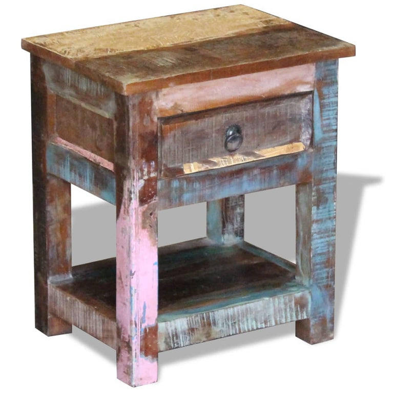 Bijzettafel met lade 43x33x51 cm massief gerecycled hout MeubelReus