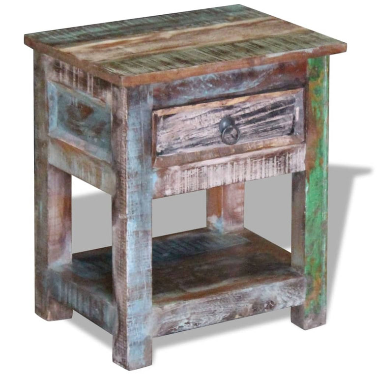 Bijzettafel met lade 43x33x51 cm massief gerecycled hout MeubelReus