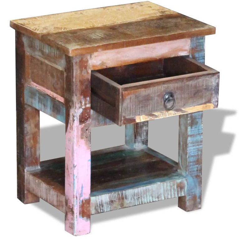 Bijzettafel met lade 43x33x51 cm massief gerecycled hout MeubelReus