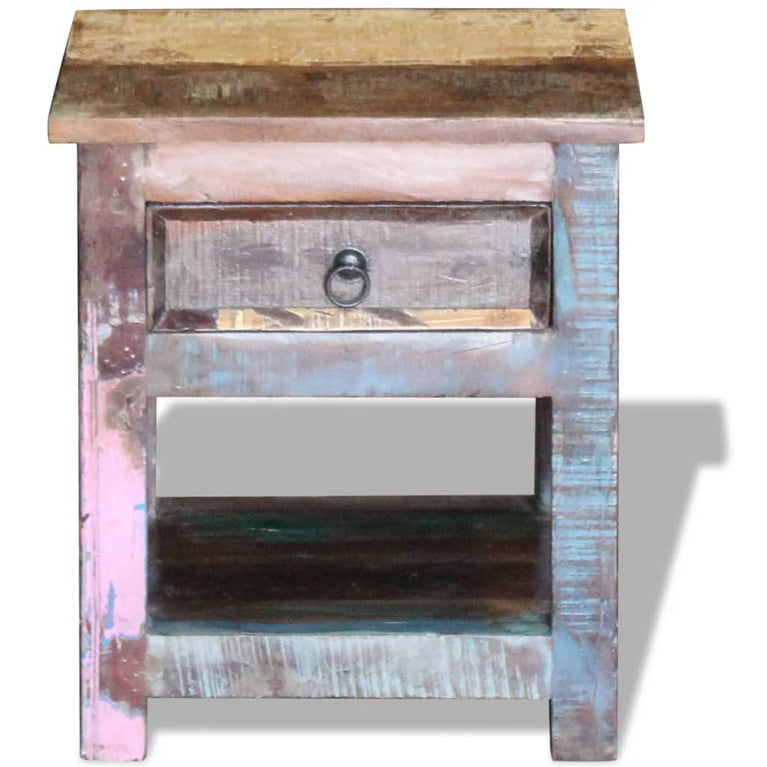 Bijzettafel met lade 43x33x51 cm massief gerecycled hout MeubelReus