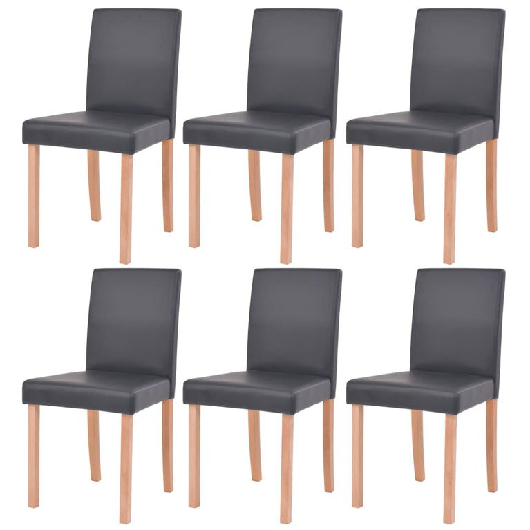 Eettafel met stoelen kunstleer en eikenhout zwart 7 st MeubelReus