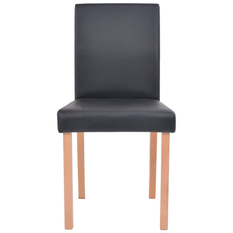 Eettafel met stoelen kunstleer en eikenhout zwart 7 st MeubelReus