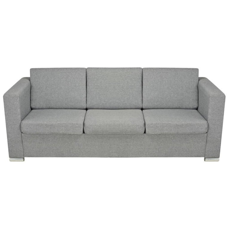 Driezitsbank stof lichtgrijs