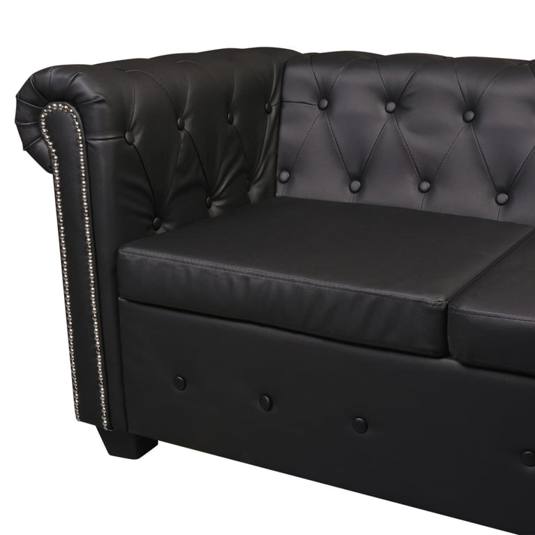 Hoekbank 5-zits Chesterfield-stijl kunstleer zwart MeubelReus