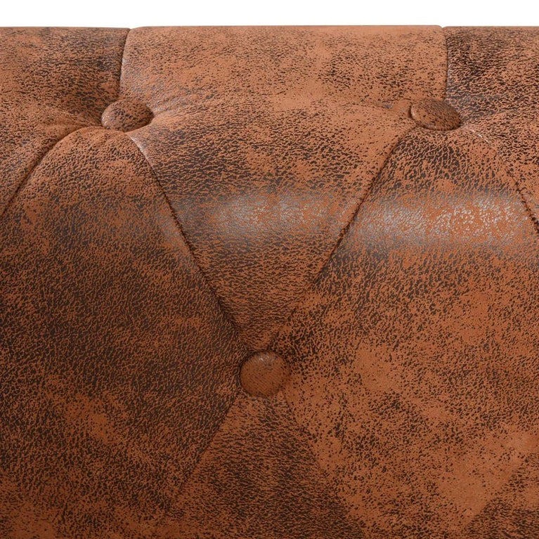 Chesterfield hoekbank 6-zits kunstleer bruin MeubelReus