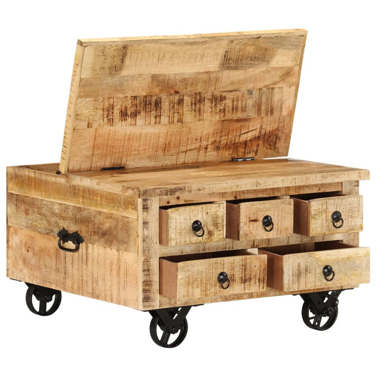 Salontafel 70x70x40 cm ruw mangohout MeubelReus