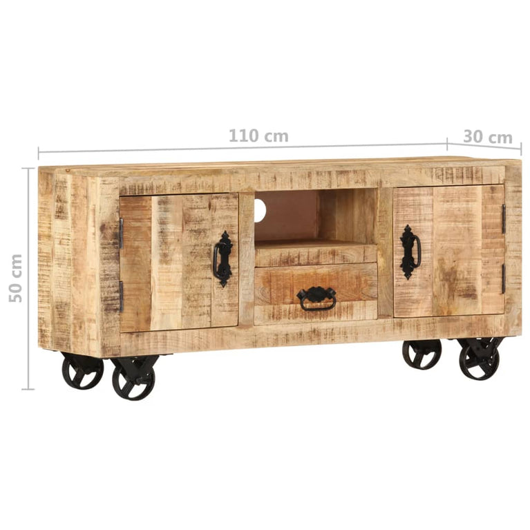 Tv-meubel 110x30x50 cm ruw mangohout MeubelReus