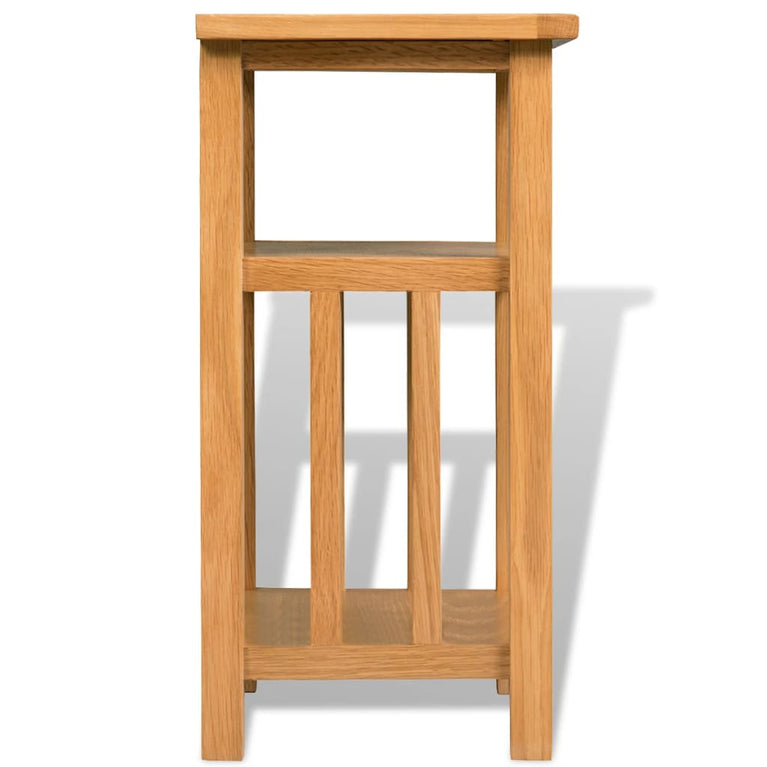 Bijzettafel met tijdschrifthouder 27x35x55 cm massief eikenhout MeubelReus