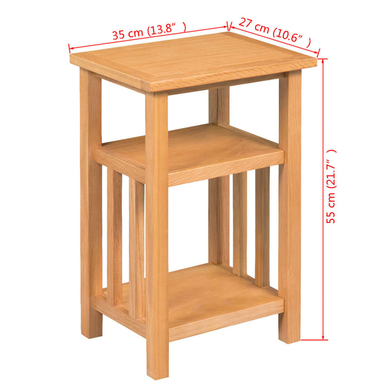 Bijzettafel met tijdschrifthouder 27x35x55 cm massief eikenhout MeubelReus
