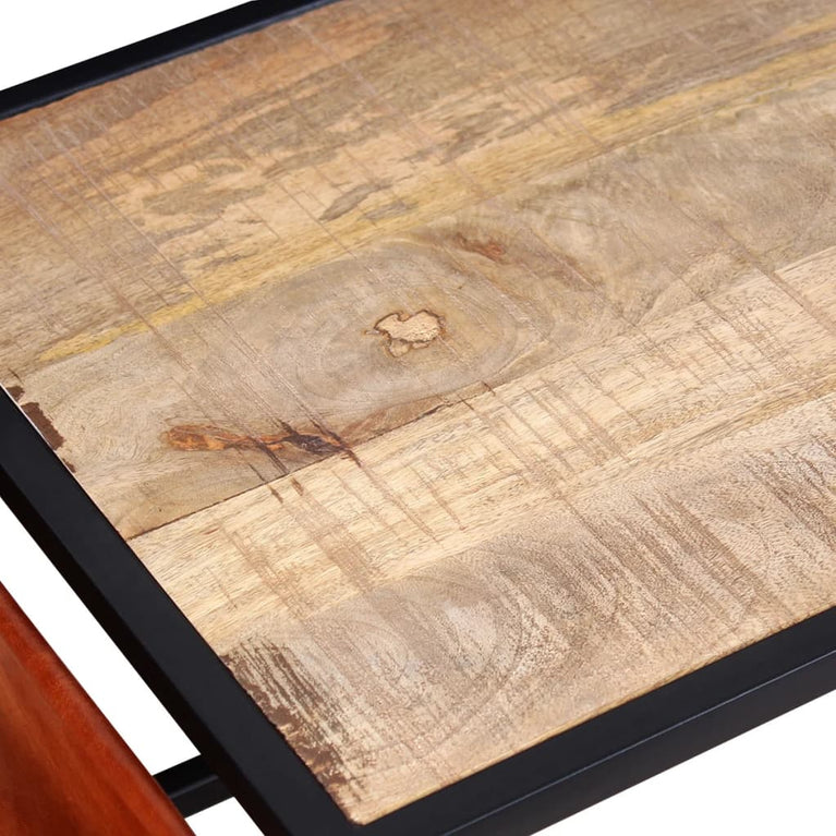Salontafel met echt lederen tijdschriftenhouder 110x50x45 cm MeubelReus