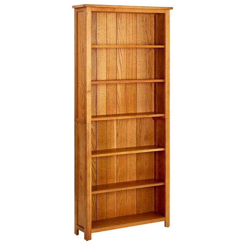 Boekenkast met 6 schappen 80x22,5x180 cm massief eikenhout MeubelReus