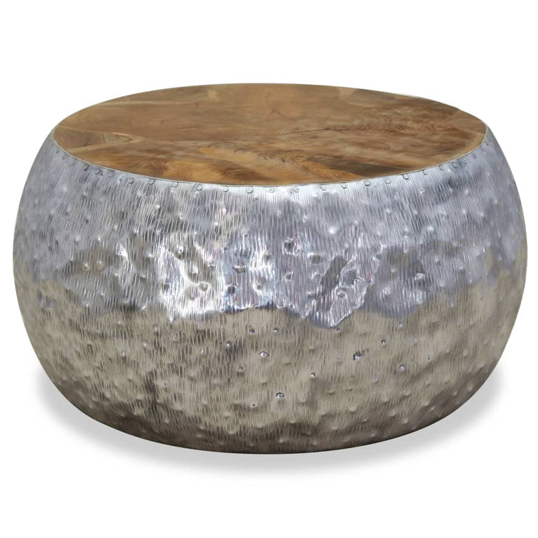 Salontafel 60x60x30 cm aluminium teakhout MeubelReus