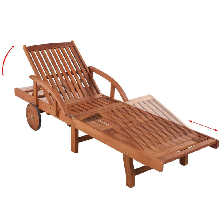 Ligbedden 2 st met tafel massief acaciahout MeubelReus
