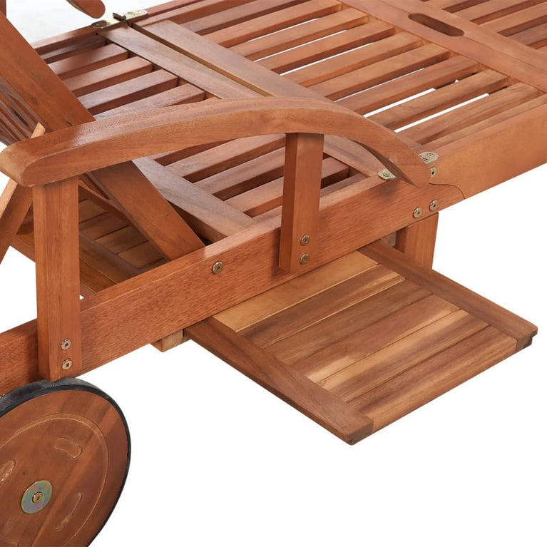 Ligbedden 2 st met tafel massief acaciahout MeubelReus