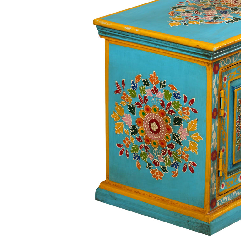 Tv-meubel handgeschilderd massief mangohout blauw MeubelReus