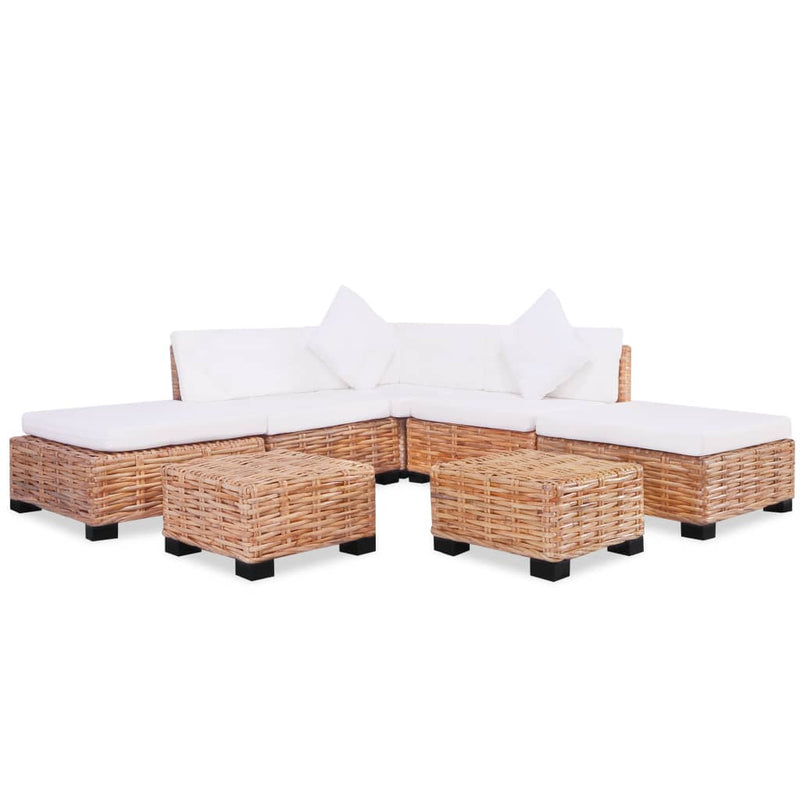 Loungeset natuurlijk rattan 18-delig MeubelReus
