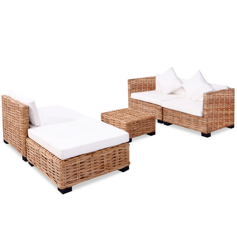 Loungeset natuurlijk rattan 14-delig MeubelReus