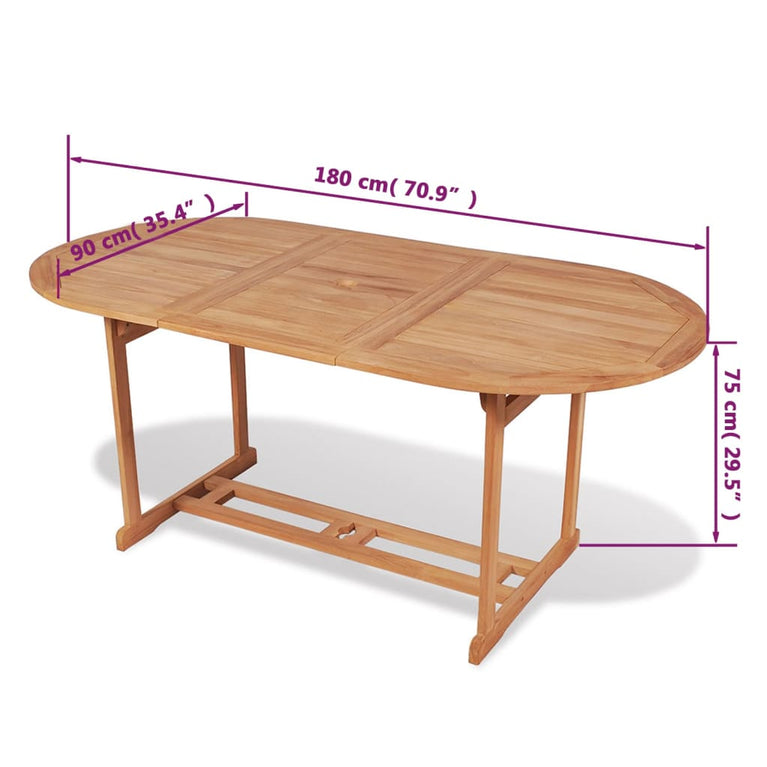 Tuintafel 180x90x75 cm massief teakhout MeubelReus